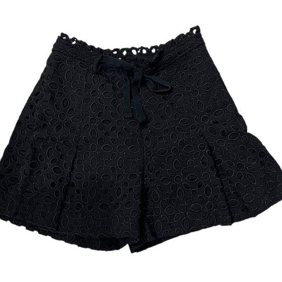 J. Crew Black Eyelet Lace Drawstring Waist Belair Cottage Dress‎ Shorts Size 00 - Picture 11 of 11